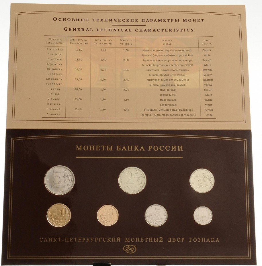 купить Набор монет регулярного выпуска 2008 года СПМД (7 штук в буклете ГОЗНАК)