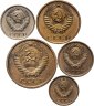 Купить Набор монет СССР 1974 года (5 монет) 1, 2, 3, 5, 10 копеек
