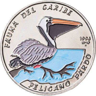 купить Куба 1 песо (peso) 1994 "Карибская фауна - Американский бурый пеликан"