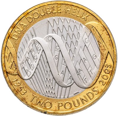 купить Великобритания 2 фунта (pounds) 2003 "50 лет открытию структуры ДНК"