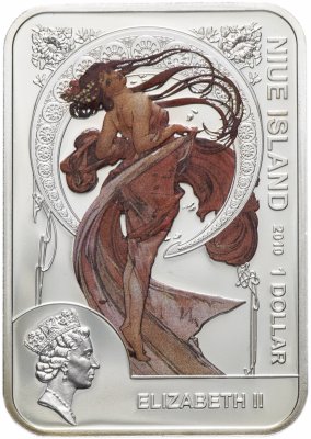 купить Остров Ниуэ 1 доллар 2010 "Мир живописи - Альфонс Муха" с сертификатом