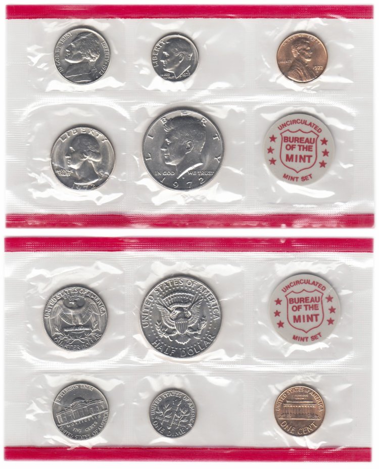 купить США годовой набор 1972 D (5 монет+жетон)