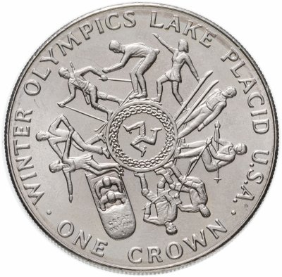 купить Остров Мэн 1 крона 1980 "XIII зимние Олимпийские Игры, Лейк-Плэсид 1980"