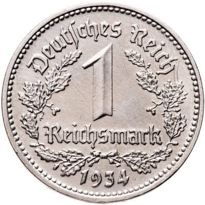 купить Германия, Третий рейх 1 рейхсмарка 1934 D