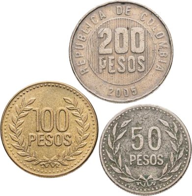 купить Колумбия набор монет для обращения 1989-2012 (3 штуки)