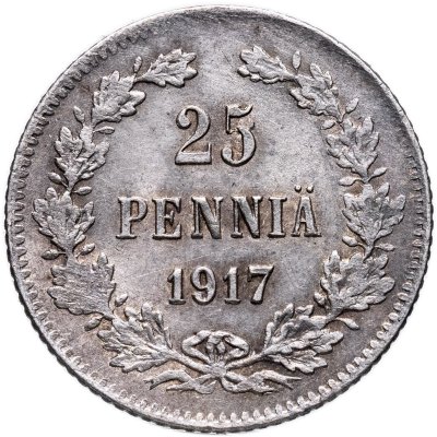 купить 25 пенни (pennia) 1917 S гербовый орел без короны Российская Финляндия