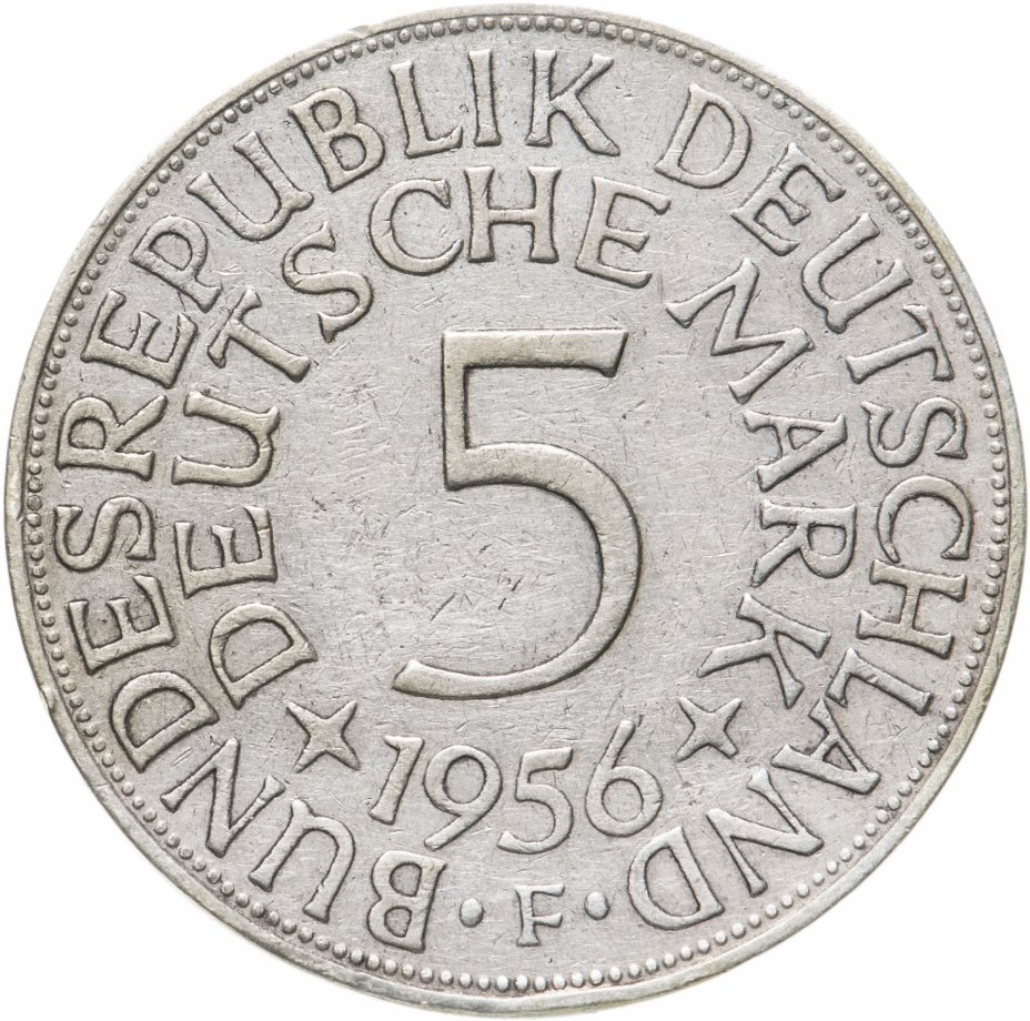 купить Германия 5 марок 1956 F знак монетного двора: "F" - Штутгарт