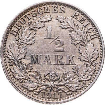купить Германия 1/2 марки (mark) 1917, знак монетного двора: "A" - Берлин