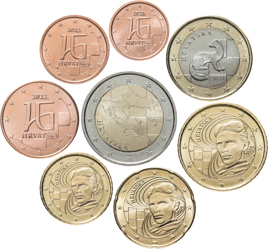 купить Хорватия набор из 8 монет евро 2023 "1 выпуск евро монет Хорватии"