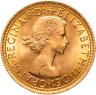 Купить Великобритания 1 соверен (sovereign) 1966 UNC с портретом королевы Елизаветы - святой Георгий с драконом