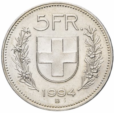 купить Швейцария 5 франков (francs) 1994