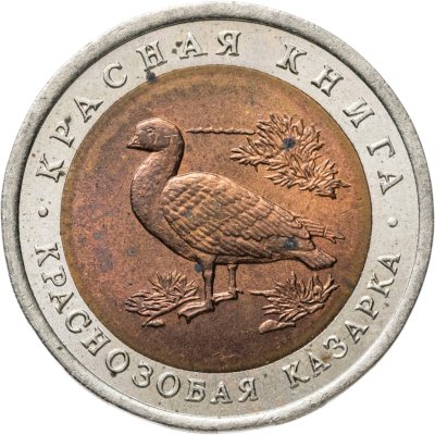 купить 10 рублей 1992 ЛМД краснозобая казарка