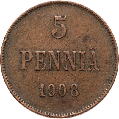купить 5 пенни (pennia) 1908 Российская Финляндия