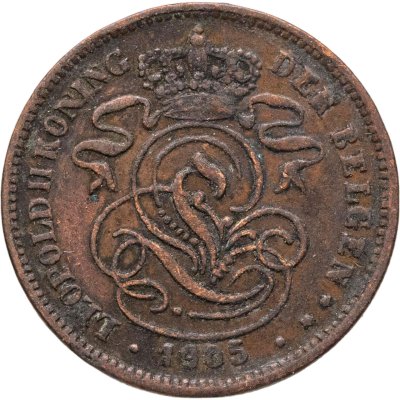 купить Бельгия 2 сантима (centimes) 1905 Надпись на голландском - 'DER BELGEN'
