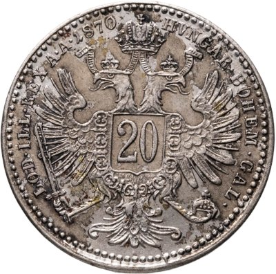 купить Австро-Венгрия 20 крейцеров (kreuzer) 1870 для Австрии