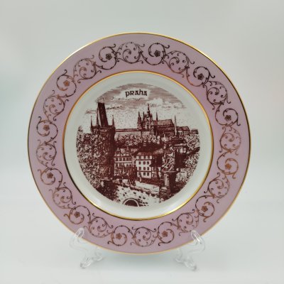 купить Тарелка декоративная с изображением Праги, фарфор, деколь, Moritz Zdekauer (MZ), Чехословакия, 1970-1991 гг.
