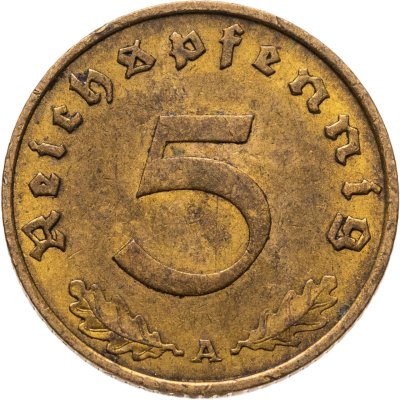 купить Германия (Третий рейх) 5 рейхспфеннигов (reichspfennig) 1937, Знак монетного двора "A"