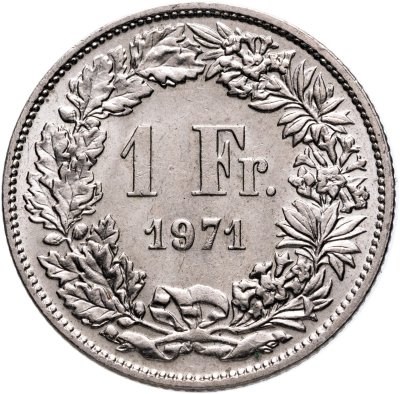 купить Швейцария 1 франк (franc) 1971