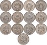 Купить Ямайка полный набор монет 10 центов (cents) 1969-1989 без отметки монетного двора (13 шт.)