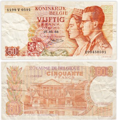 купить Бельгия 50 франков 1966 год
