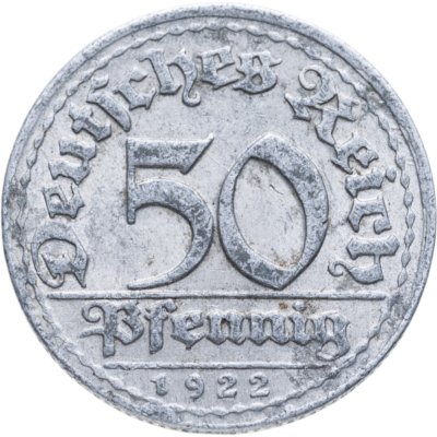 купить Германия (Веймарская республика) 50 пфеннигов 1922 "D"