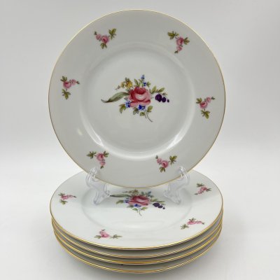 купить Набор из пяти пирожковых тарелок с цветочным декором, фарфор, деколь, золочение, Bohemia (Neurohlau), Чехословакия, 1970-1990 гг.
