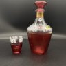 Купить Набор для крепких напитков (штоф и стопка), декорированный виноградной лозой, цветное стекло, золочение, деколь, Франция, 1990-2010 гг.
