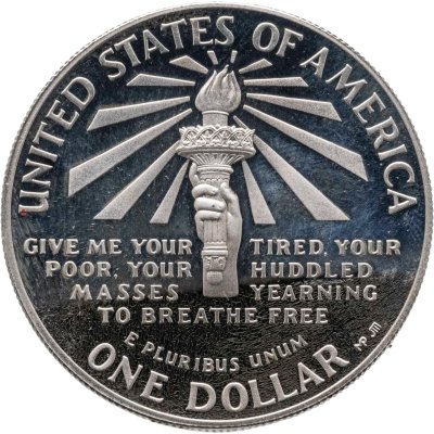 купить США 1 доллар (dollar) 1986 PROOF Statue of Liberty (100 лет Статуе Свободы) знак монетного двора "S" - Сан-Франциско