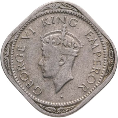 купить Индия (Британская) 1/2 анны (anna) 1946 Черточки без точки перед и после даты