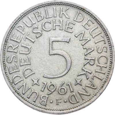 купить Германия 5 марок, 1961 Отметка монетного двора: "F"