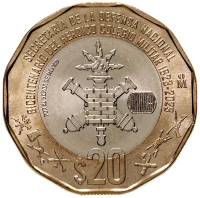 купить Мексика 20 песо 2023 "200 лет героической военной академии"