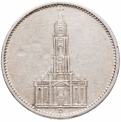 купить Третий Рейх 5 рейхсмарок 1934 Гарнизонная церковь в Потсдаме, без даты на реверсе