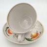 Купить Чайная пара "Абрикос", фарфор, роспись, золочение, Дмитровский фарфоровый завод (ДФЗ Вербилки), СССР, 1954-1965 гг.