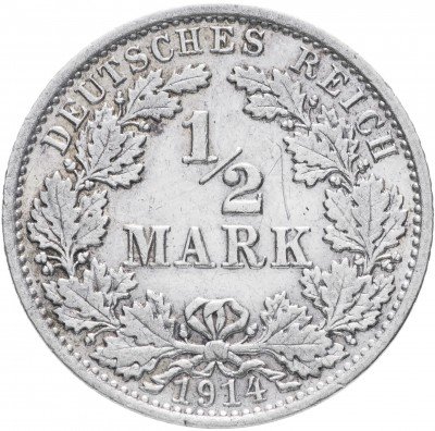 купить Германия (Германская империя) 1/2 марки 1914 "А"