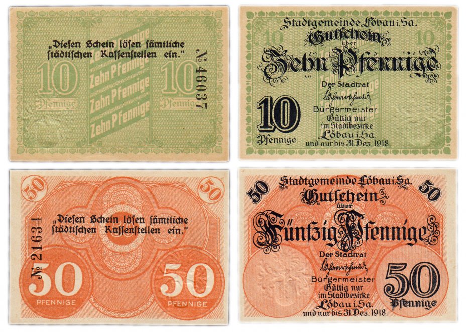 купить Германия (Саксония: Лобау) набор из 2-х нотгельдов 1921