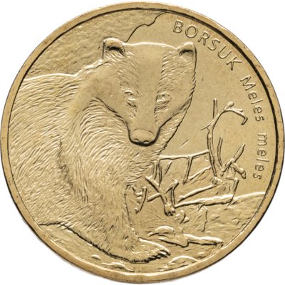 купить Польша 2 злотых 2011 [KM#Y.762] Животный мир Польши. Европейский бaрсук