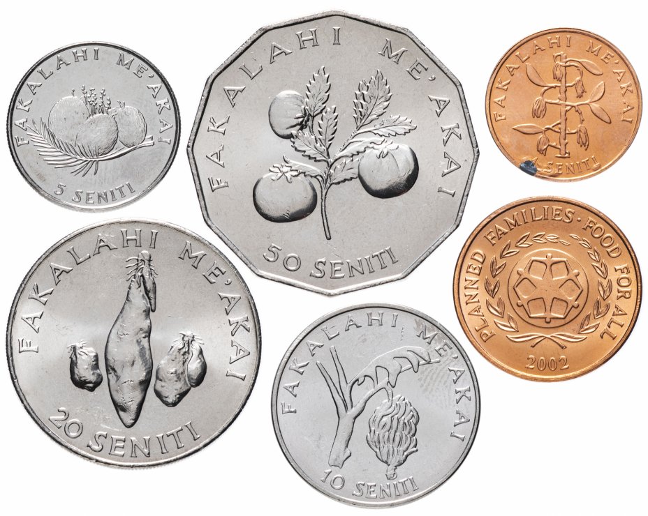 купить Тонга набор монет 1981 -2011 год 1, 2, 5, 10, 20 и 50 сенти  ( 6 штук)