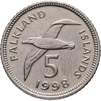 купить Фолклендские острова 5 пенсов (pence) 1998, молодая королева