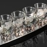 Купить Набор для подачи спиртных напитков в стиле модерн (рюмки в металлической оплетке на 6 персон на подносе), металл, серебрение, стекло, гравировка, Christofle, Франция, 1900-1920 гг.