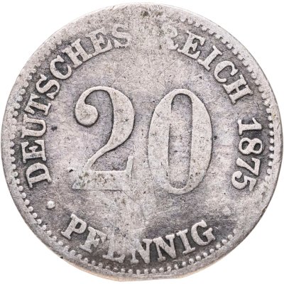 купить Германская империя 20 пфеннигов (pfennig) 1875 C знак монетного двора: "C" - Франкфурт-на-Майне