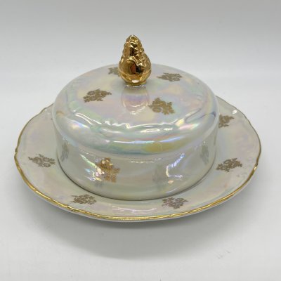 купить Маслёнка из сервиза "Мадонна", фарфор, люстр, золочение, Kahla, ГДР, 1967-1987 гг.