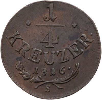 купить Австрия 1/4 крейцера 1816, знак монетного двора "S" - Смолник