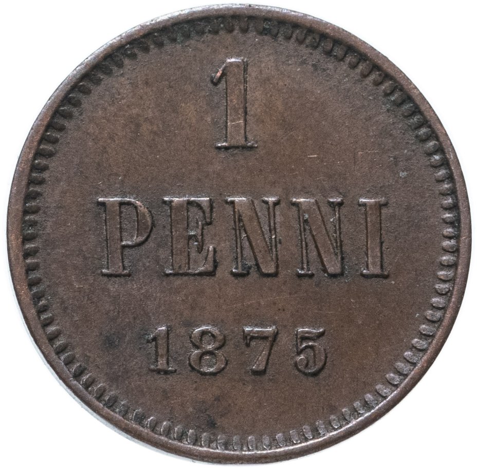 Монета 1 пенни (penny) 1875 стоимостью 5250 руб.