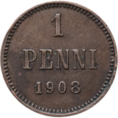 купить 1 пенни (penny) 1908, монета для Финляндии