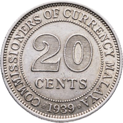 купить Малайя 20 центов (cents) 1939