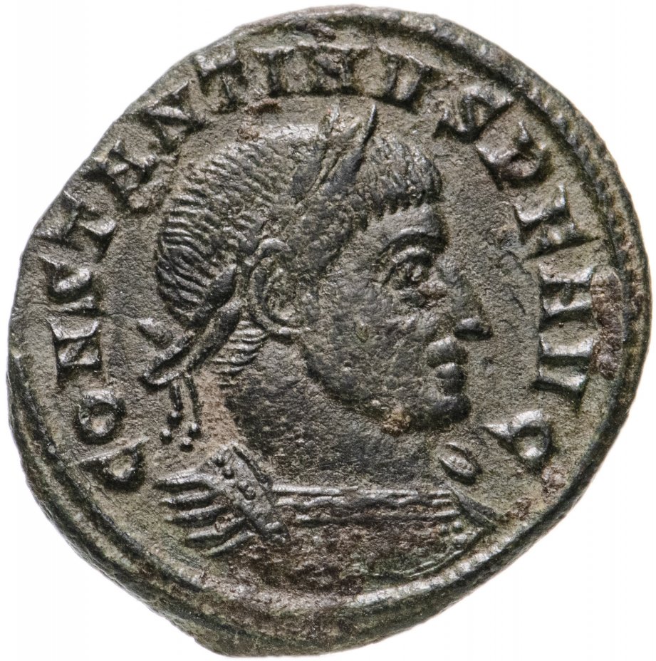 купить Римская Империя, Константин I, 306–337 годы, Нуммий (реверс: Сол стоит вправо, в руке шар)