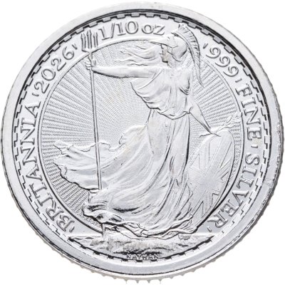 купить Великобритания 20 пенсов 2026 "Стоящая Британия", 1/10 унции 3,15 г серебра 999 пробы