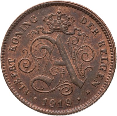 купить Бельгия 2 сантима (centimes) 1919 Надпись на голландском - 'ALBERT KONING DER BELGEN'