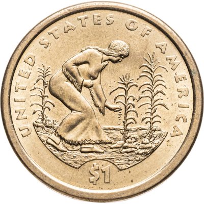 купить США 1 доллар (dollar) 2009 "Коренные Американцы - Посадка культур", знак монетного двора "Р" - Филадельфия