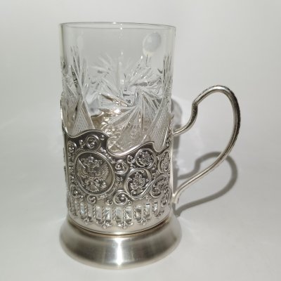 купить Подстаканник "Санкт-Петербург" в комплекте со стаканом производства ОАО "Неман", мНЦ (медь-никель-цинк), стекло, Кольчугинский завод цветных металлов, Российская Федерация, 2000-2020 гг.